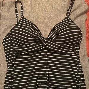 Striped Black and White Women's Tankini